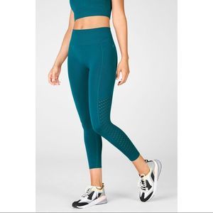 Fabletics Blue Teal Sync High-Waisted Perforated 7/8 Leggings Small